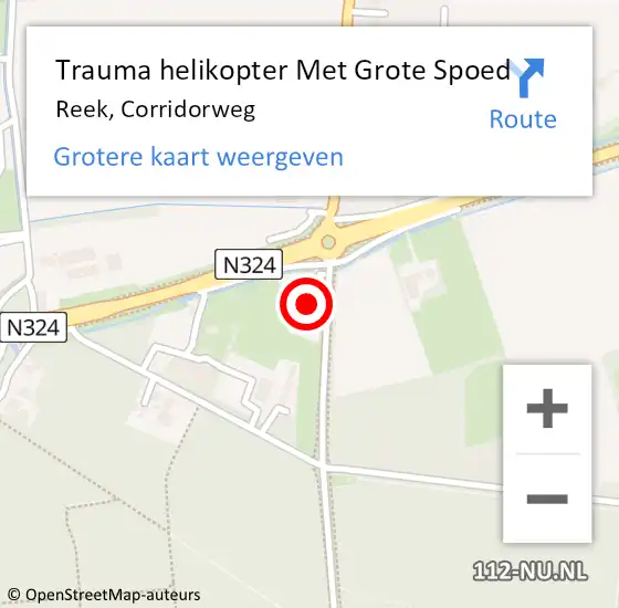 Locatie op kaart van de 112 melding: Trauma helikopter Met Grote Spoed Naar Reek, Corridorweg op 11 september 2023 16:27
