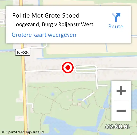 Locatie op kaart van de 112 melding: Politie Met Grote Spoed Naar Hoogezand, Burg v Roijenstr West op 11 september 2023 16:32