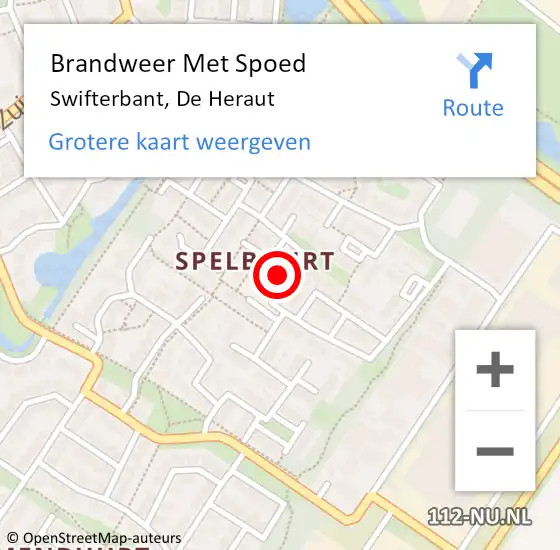 Locatie op kaart van de 112 melding: Brandweer Met Spoed Naar Swifterbant, De Heraut op 11 september 2023 16:37