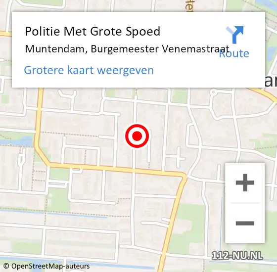 Locatie op kaart van de 112 melding: Politie Met Grote Spoed Naar Muntendam, Burgemeester Venemastraat op 11 september 2023 16:56