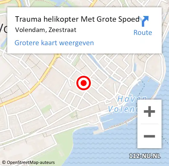 Locatie op kaart van de 112 melding: Trauma helikopter Met Grote Spoed Naar Volendam, Zeestraat op 11 september 2023 16:56