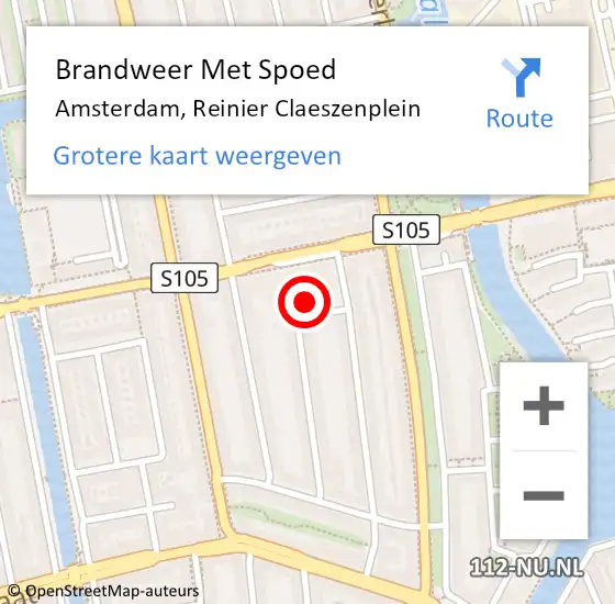Locatie op kaart van de 112 melding: Brandweer Met Spoed Naar Amsterdam, Reinier Claeszenplein op 11 september 2023 17:05