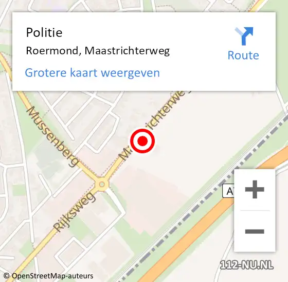 Locatie op kaart van de 112 melding: Politie Roermond, Maastrichterweg op 11 september 2023 17:05