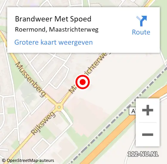 Locatie op kaart van de 112 melding: Brandweer Met Spoed Naar Roermond, Maastrichterweg op 11 september 2023 17:06