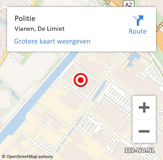 Locatie op kaart van de 112 melding: Politie Vianen, De Limiet op 11 september 2023 17:06