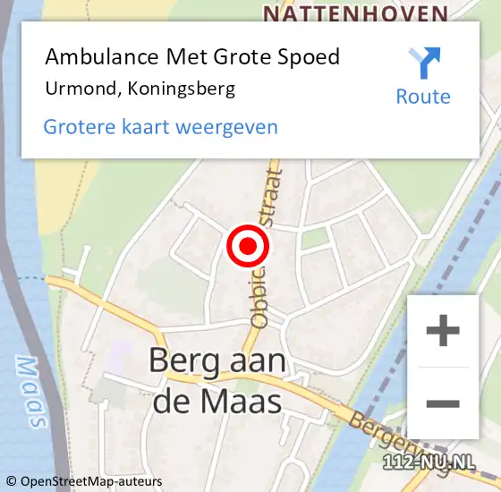 Locatie op kaart van de 112 melding: Ambulance Met Grote Spoed Naar Urmond, Koningsberg op 11 september 2023 17:15