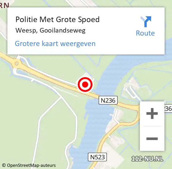 Locatie op kaart van de 112 melding: Politie Met Grote Spoed Naar Weesp, Gooilandseweg op 11 september 2023 17:53