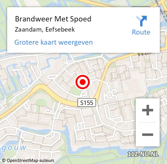 Locatie op kaart van de 112 melding: Brandweer Met Spoed Naar Zaandam, Eefsebeek op 11 september 2023 17:56