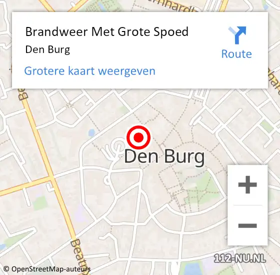 Locatie op kaart van de 112 melding: Brandweer Met Grote Spoed Naar Den Burg op 11 september 2023 18:20