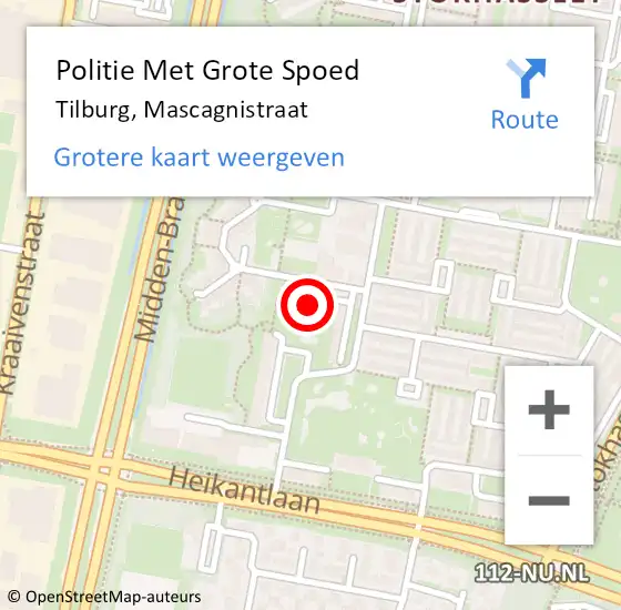 Locatie op kaart van de 112 melding: Politie Met Grote Spoed Naar Tilburg, Mascagnistraat op 11 september 2023 18:26