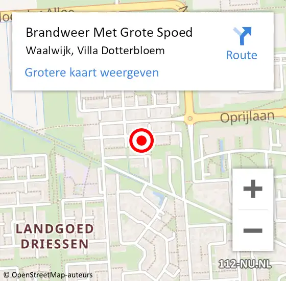 Locatie op kaart van de 112 melding: Brandweer Met Grote Spoed Naar Waalwijk, Villa Dotterbloem op 11 september 2023 18:26