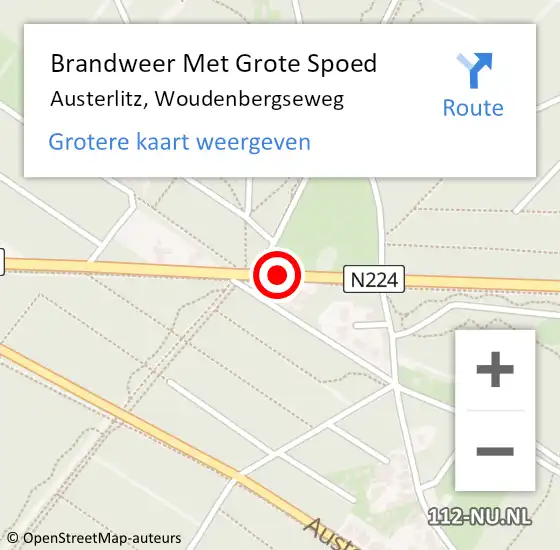 Locatie op kaart van de 112 melding: Brandweer Met Grote Spoed Naar Austerlitz, Woudenbergseweg op 7 september 2014 21:54