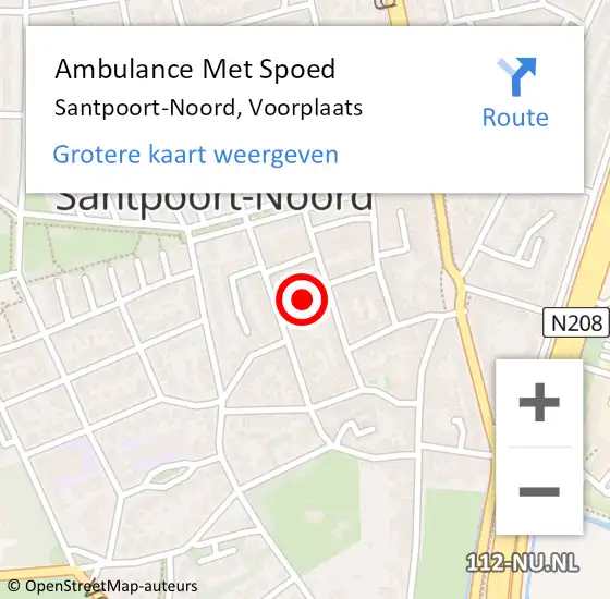 Locatie op kaart van de 112 melding: Ambulance Met Spoed Naar Santpoort-Noord, Voorplaats op 11 september 2023 18:34