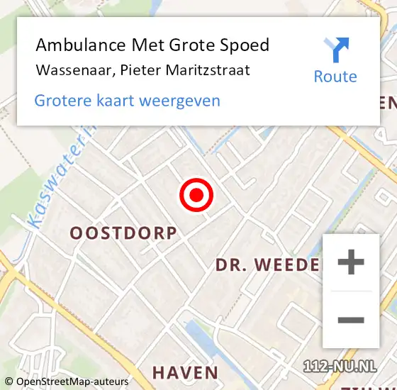 Locatie op kaart van de 112 melding: Ambulance Met Grote Spoed Naar Wassenaar, Pieter Maritzstraat op 11 september 2023 18:37