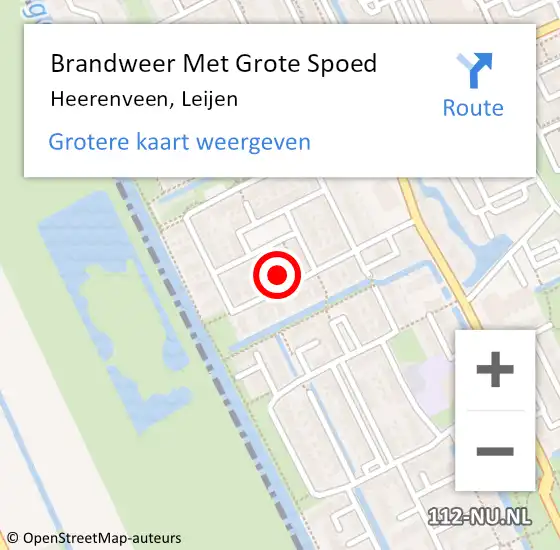 Locatie op kaart van de 112 melding: Brandweer Met Grote Spoed Naar Heerenveen, Leijen op 11 september 2023 18:58