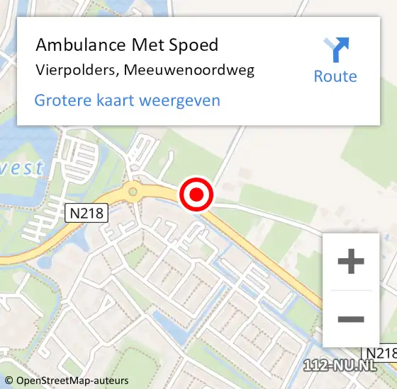 Locatie op kaart van de 112 melding: Ambulance Met Spoed Naar Vierpolders, Meeuwenoordweg op 11 september 2023 19:09