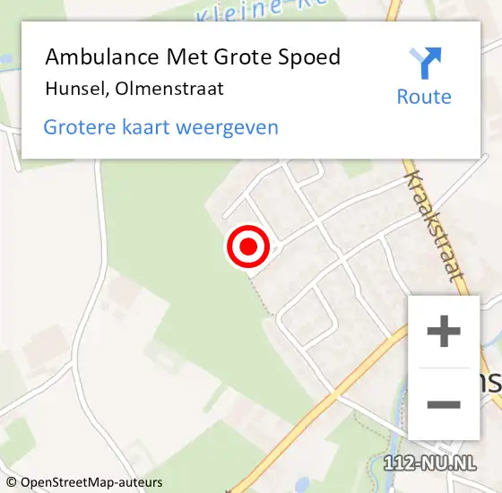 Locatie op kaart van de 112 melding: Ambulance Met Grote Spoed Naar Hunsel, Olmenstraat op 11 september 2023 19:25