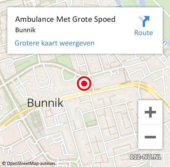 Locatie op kaart van de 112 melding: Ambulance Met Grote Spoed Naar Bunnik op 11 september 2023 19:26