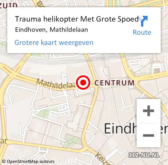 Locatie op kaart van de 112 melding: Trauma helikopter Met Grote Spoed Naar Eindhoven, Mathildelaan op 11 september 2023 19:34