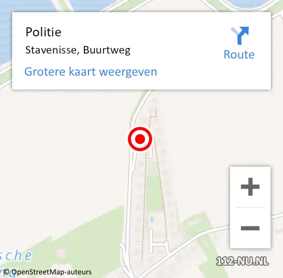Locatie op kaart van de 112 melding: Politie Stavenisse, Buurtweg op 11 september 2023 19:39