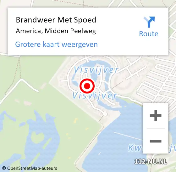 Locatie op kaart van de 112 melding: Brandweer Met Spoed Naar America, Midden Peelweg op 11 september 2023 19:50