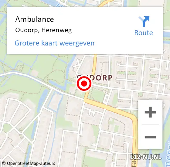 Locatie op kaart van de 112 melding: Ambulance Oudorp, Herenweg op 7 september 2014 22:09