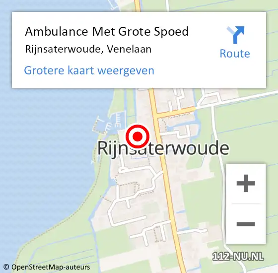 Locatie op kaart van de 112 melding: Ambulance Met Grote Spoed Naar Rijnsaterwoude, Venelaan op 11 september 2023 20:20