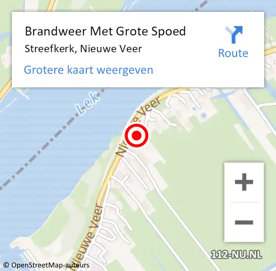 Locatie op kaart van de 112 melding: Brandweer Met Grote Spoed Naar Streefkerk, Nieuwe Veer op 11 september 2023 20:32