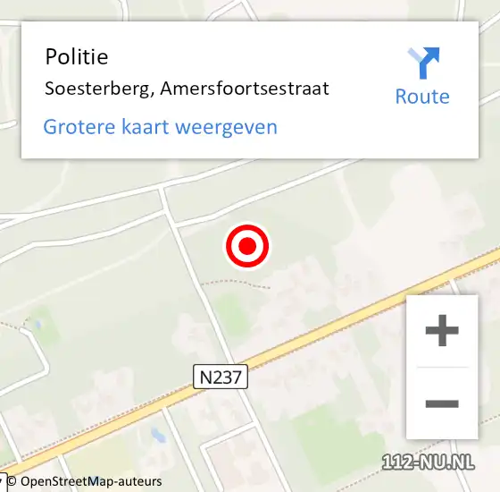 Locatie op kaart van de 112 melding: Politie Soesterberg, Amersfoortsestraat op 11 september 2023 20:44