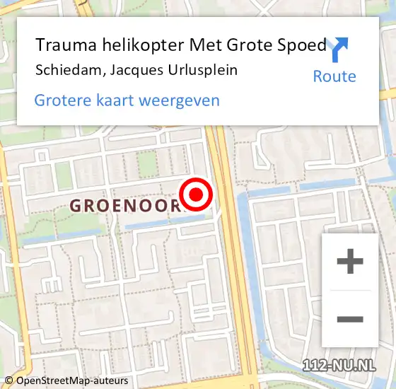 Locatie op kaart van de 112 melding: Trauma helikopter Met Grote Spoed Naar Schiedam, Jacques Urlusplein op 11 september 2023 20:47