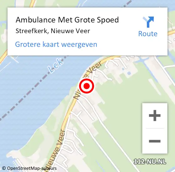 Locatie op kaart van de 112 melding: Ambulance Met Grote Spoed Naar Streefkerk, Nieuwe Veer op 11 september 2023 20:49