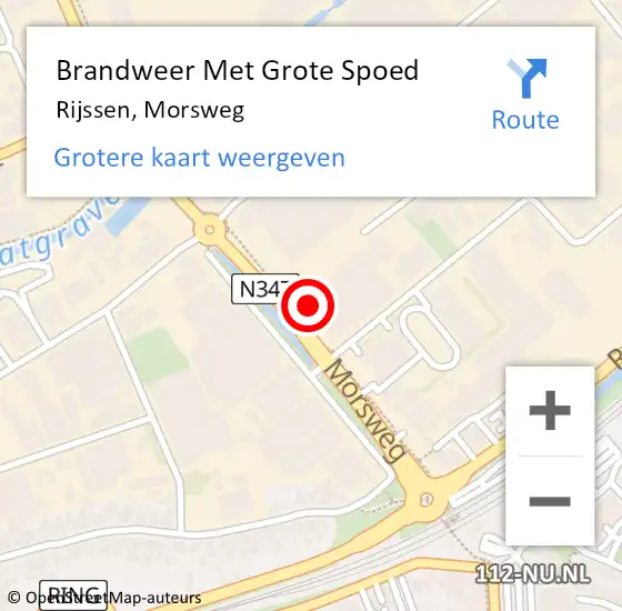 Locatie op kaart van de 112 melding: Brandweer Met Grote Spoed Naar Rijssen, Morsweg op 11 september 2023 20:50