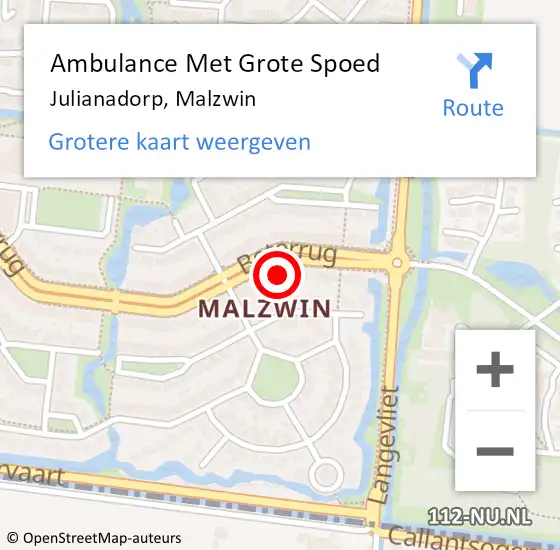 Locatie op kaart van de 112 melding: Ambulance Met Grote Spoed Naar Julianadorp, Malzwin op 11 september 2023 20:55