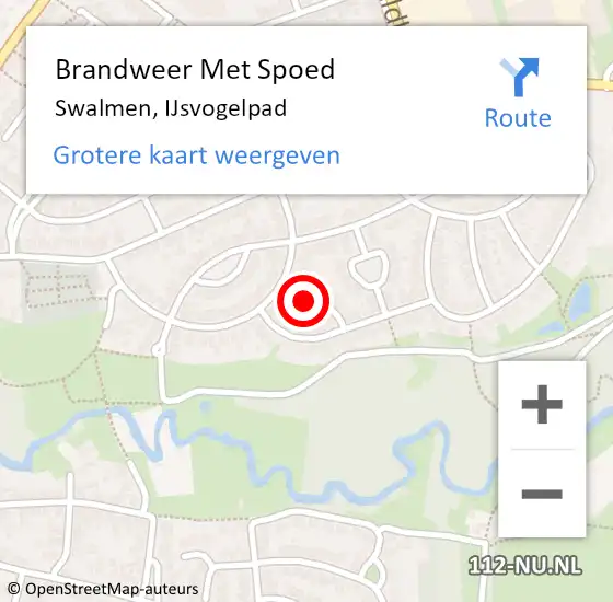 Locatie op kaart van de 112 melding: Brandweer Met Spoed Naar Swalmen, IJsvogelpad op 11 september 2023 21:02