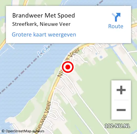 Locatie op kaart van de 112 melding: Brandweer Met Spoed Naar Streefkerk, Nieuwe Veer op 11 september 2023 21:03