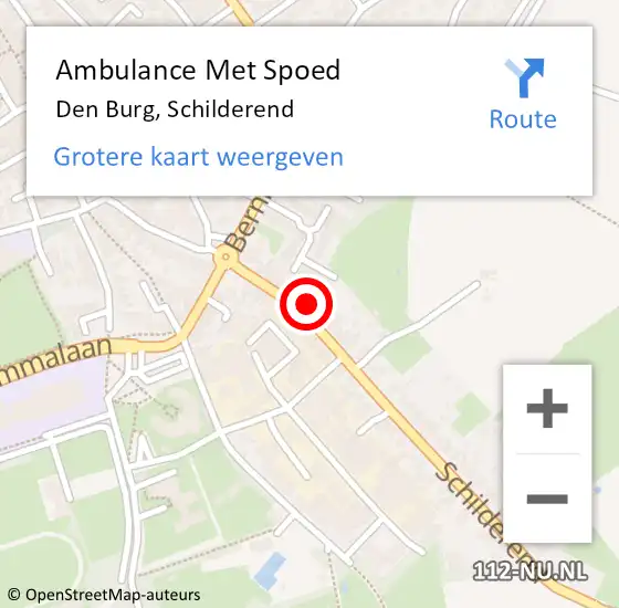 Locatie op kaart van de 112 melding: Ambulance Met Spoed Naar Den Burg, Schilderend op 11 september 2023 21:07
