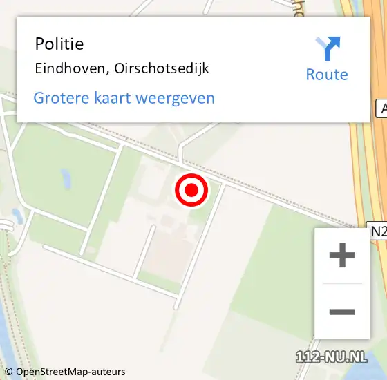 Locatie op kaart van de 112 melding: Politie Eindhoven, Oirschotsedijk op 11 september 2023 21:10