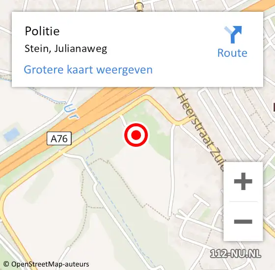 Locatie op kaart van de 112 melding: Politie Stein, Julianaweg op 11 september 2023 21:22