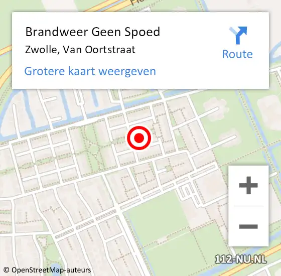 Locatie op kaart van de 112 melding: Brandweer Geen Spoed Naar Zwolle, Van Oortstraat op 11 september 2023 21:30