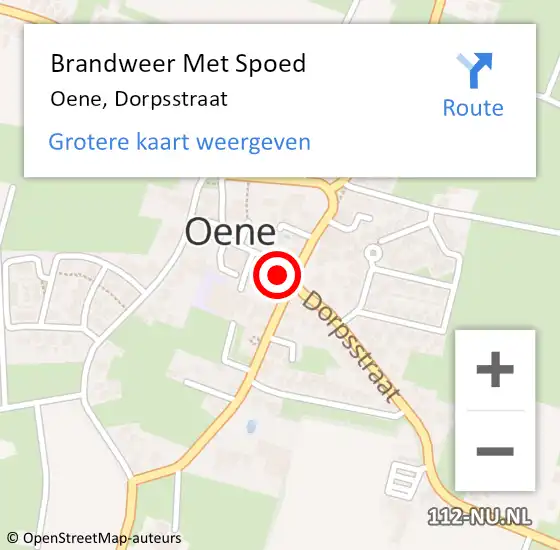 Locatie op kaart van de 112 melding: Brandweer Met Spoed Naar Oene, Dorpsstraat op 11 september 2023 21:37