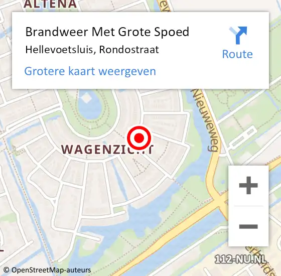 Locatie op kaart van de 112 melding: Brandweer Met Grote Spoed Naar Hellevoetsluis, Rondostraat op 11 september 2023 21:51