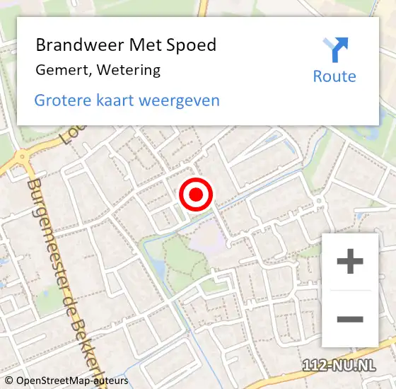 Locatie op kaart van de 112 melding: Brandweer Met Spoed Naar Gemert, Wetering op 11 september 2023 21:56