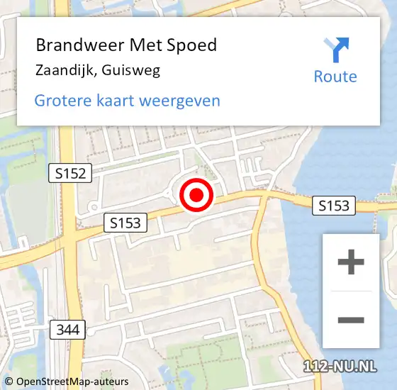 Locatie op kaart van de 112 melding: Brandweer Met Spoed Naar Zaandijk, Guisweg op 11 september 2023 21:57
