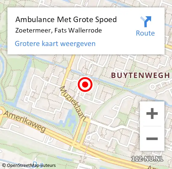 Locatie op kaart van de 112 melding: Ambulance Met Grote Spoed Naar Zoetermeer, Fats Wallerrode op 11 september 2023 22:01