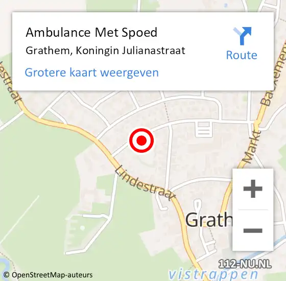 Locatie op kaart van de 112 melding: Ambulance Met Spoed Naar Grathem, Koningin Julianastraat op 11 september 2023 22:01