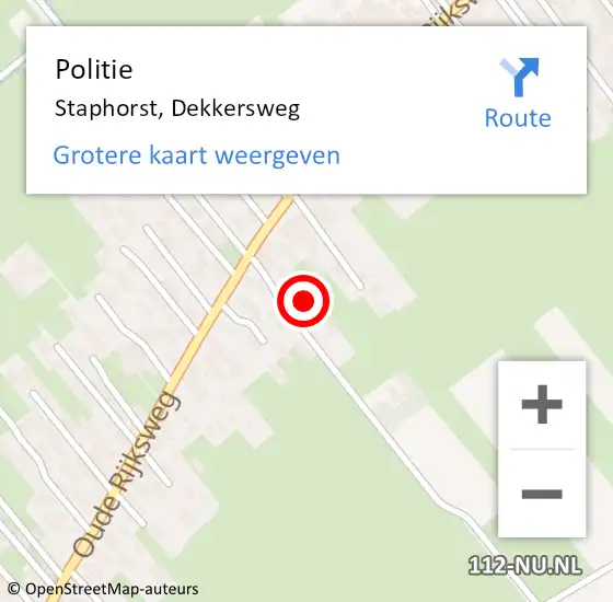 Locatie op kaart van de 112 melding: Politie Staphorst, Dekkersweg op 11 september 2023 22:07