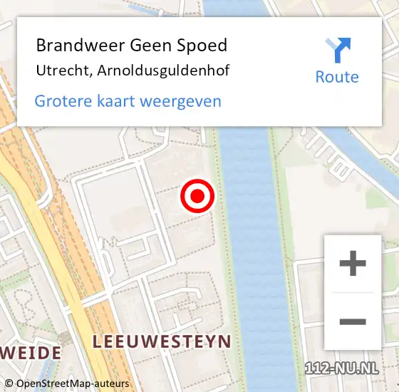 Locatie op kaart van de 112 melding: Brandweer Geen Spoed Naar Utrecht, Arnoldusguldenhof op 11 september 2023 22:22