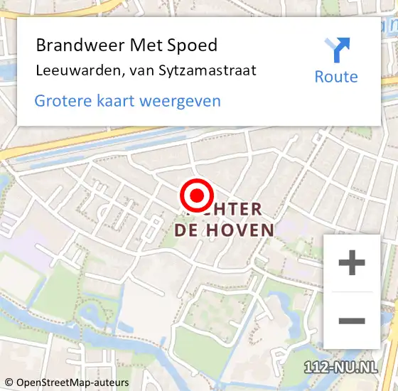 Locatie op kaart van de 112 melding: Brandweer Met Spoed Naar Leeuwarden, van Sytzamastraat op 11 september 2023 22:26