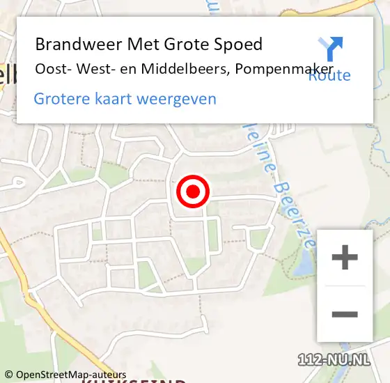 Locatie op kaart van de 112 melding: Brandweer Met Grote Spoed Naar Middelbeers, Pompenmaker op 11 september 2023 22:44