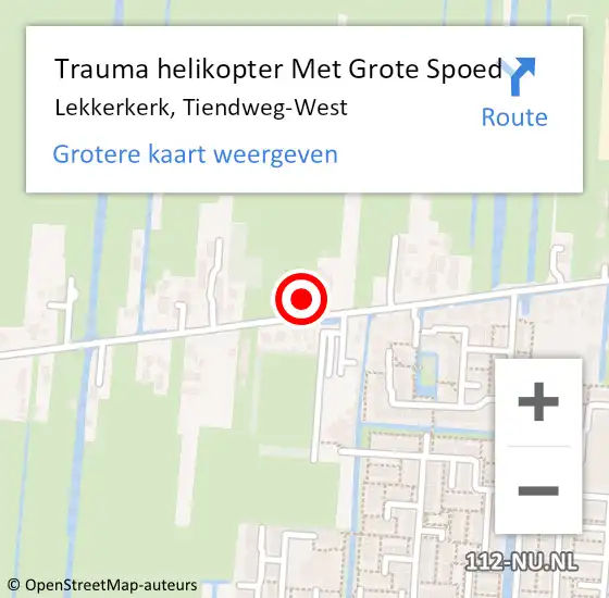 Locatie op kaart van de 112 melding: Trauma helikopter Met Grote Spoed Naar Lekkerkerk, Tiendweg-West op 11 september 2023 22:47